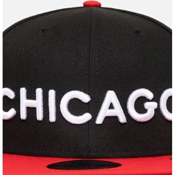 Chicago Bulls Snapback Hat Black/Red Flat Brim Cap - Size‎ 7 7/8 - Picture 3 of 7